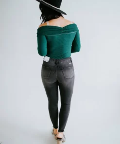 Peach Love California Aviva Ribbed Off Shoulder Bodysuit