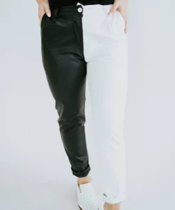 Venti6 Bottoms Armani Colorblock Faux Leather Pants