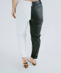 Venti6 Bottoms Armani Colorblock Faux Leather Pants
