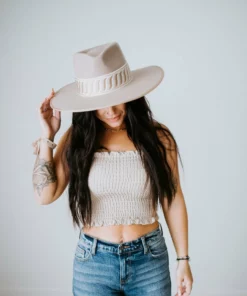 Ocean Drive Tops Silas Faux Leather Smocked Tube Top