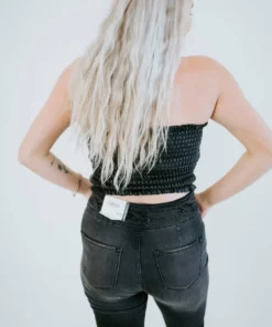 Ocean Drive Tops Silas Faux Leather Smocked Tube Top