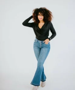 Venti6 Tops Poppy Cowl Neck Bodysuit