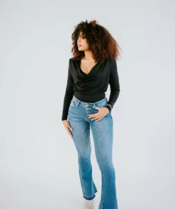 Venti6 Tops Poppy Cowl Neck Bodysuit