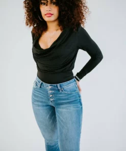 Venti6 Tops Poppy Cowl Neck Bodysuit