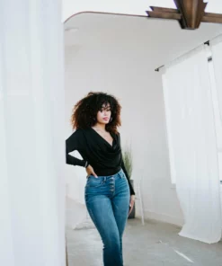 Venti6 Tops Poppy Cowl Neck Bodysuit