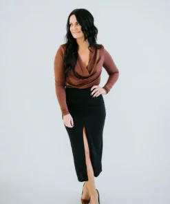 Venti6 Tops Poppy Cowl Neck Bodysuit