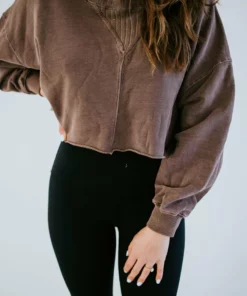 Peach Love California Draya Cropped French Terry Sweatshirt Tops