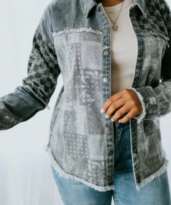 Mystree, Inc. Shawnee Mixed Denim Shacket Outerwear