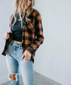 Apple Tree Apparel Breya Button Down Plaid Shirt Tops