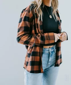 Apple Tree Apparel Breya Button Down Plaid Shirt Tops