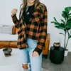 Apple Tree Apparel Breya Button Down Plaid Shirt Tops