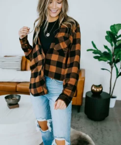 Apple Tree Apparel Breya Button Down Plaid Shirt Tops