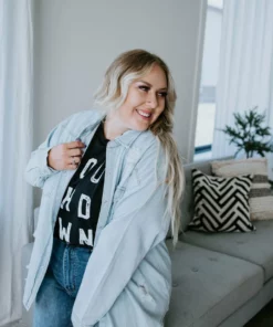 Risen On Record Denim Top