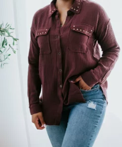 Hem & Thread, Inc Tops Marlo Stud Button Up Top