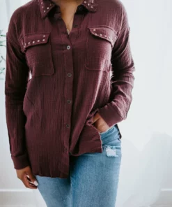 Hem & Thread, Inc Tops Marlo Stud Button Up Top