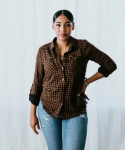 Hem & Thread Kibby Button Up Plaid Top Tops
