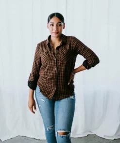 Hem & Thread Kibby Button Up Plaid Top Tops