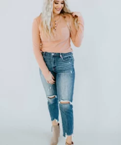 Very J Tops Glory Days Brushed Henley Top