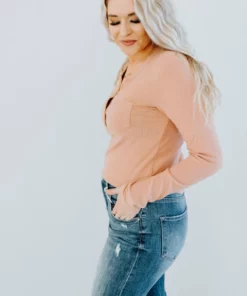 Very J Tops Glory Days Brushed Henley Top