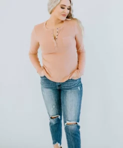 Very J Tops Glory Days Brushed Henley Top