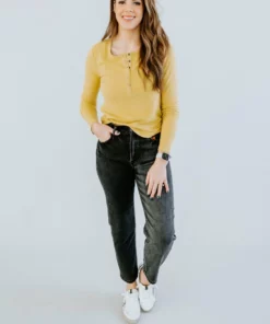 Very J Tops Glory Days Brushed Henley Top