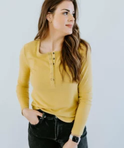 Very J Tops Glory Days Brushed Henley Top