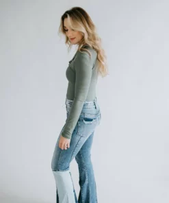 Peach Love California Leighton Asymmetrical Ruffle Bodysuit