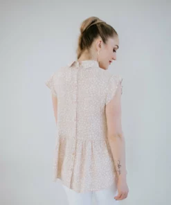 Doe & Rae Junie Leopard Flutter Sleeve Top