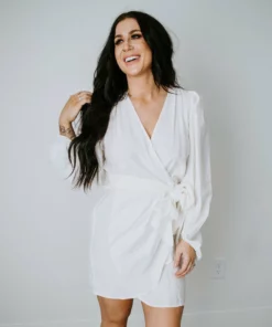 Peach Love California Dresses Tirzah Wrap Mini Dress