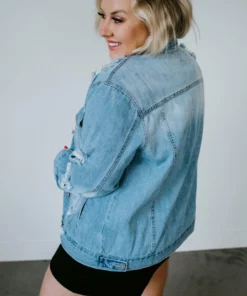 Risen Curvy Zamora Distressed Denim Jacket