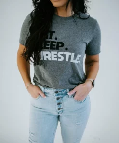 Wildberry Waves Eat Sleep Wrestle Graphic Tee
