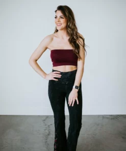 Blue Buttercup Bottoms Shairae Embroidered Flare Legging