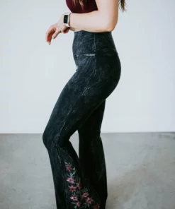 Blue Buttercup Bottoms Shairae Embroidered Flare Legging