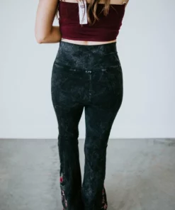 Blue Buttercup Bottoms Shairae Embroidered Flare Legging