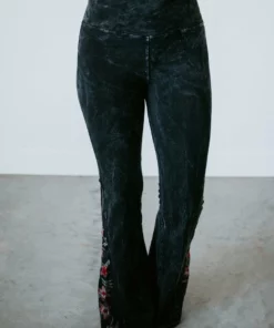 Blue Buttercup Bottoms Shairae Embroidered Flare Legging