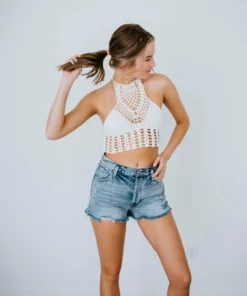 Trend Notes Tops Chance To Charm Crochet Halter Top