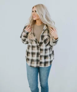 Clothing Of America Well Plaid Button Down Top Curvy