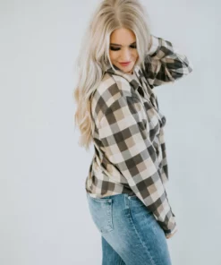 Clothing Of America Well Plaid Button Down Top Curvy