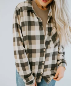 Clothing Of America Well Plaid Button Down Top Curvy