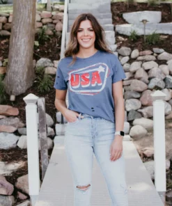 Country Deep USA Distressed Graphic Tee