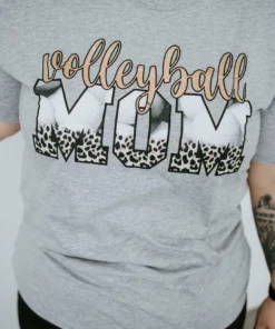 Midwest Tees Volleyball Mom Leopard Graphic Tee Curvy