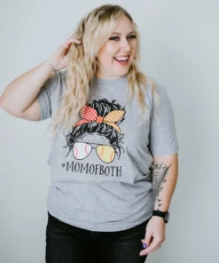 Midwest Tees Mom Of Both Baseball Softball Graphic Tee