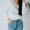 Kentce Fashion Curvy Embrace The Lace V-Neck Top