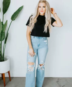 No Less Than Claire Cropped Baby Tee