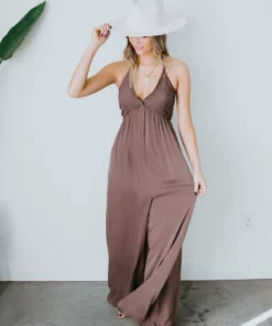 Mustard Seed Best Coast Halter Jumpsuit Dresses