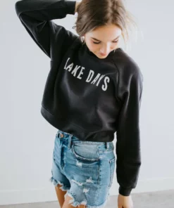 Oat Collective Tops Lake Days Cropped Sweatshirt