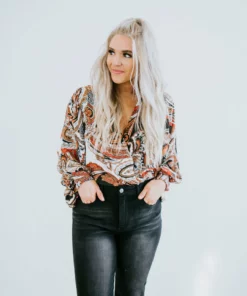 Avvio LA Florian Printed Woven Bodysuit Tops