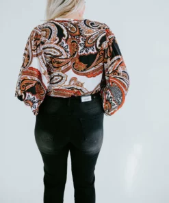 Avvio LA Florian Printed Woven Bodysuit Tops