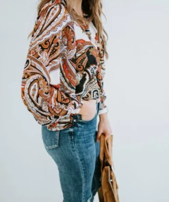 Avvio LA Florian Printed Woven Bodysuit Tops