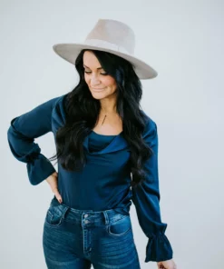 Avvio LA Kaden Cowl Neck Satin Blouse Tops